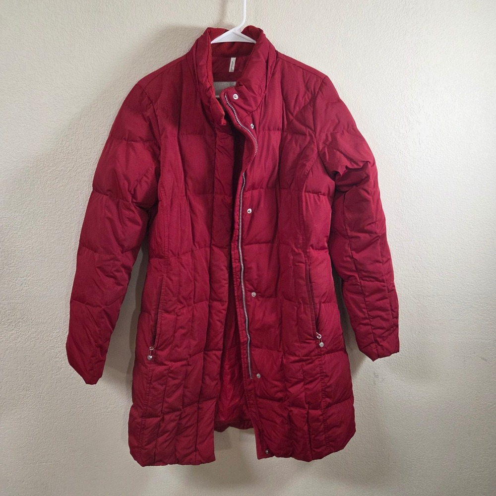Eddie Bauer Womens Red 650 Fill Goose Down Quilted Puffer Parka Jacket Small